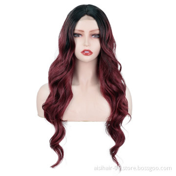Aisi Hair Long Body Wave Wholesale Products For Natural Red Hair 26 Inch Expression Front Small lace Synthetic Wigs